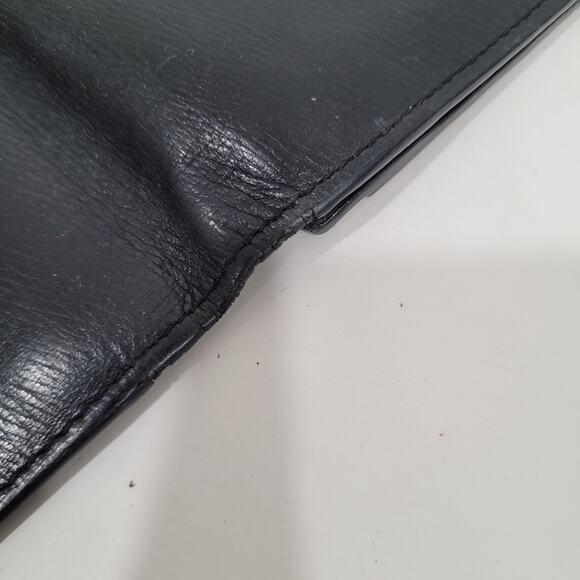 Burberry Black Label Wallet Black Bifold Card Bill Holder Leather Logo Slim Larg - Picture 9 of 12